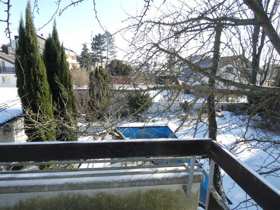 Blick vom Ostbalkon auf Garten-Pool Villa Deidesheim