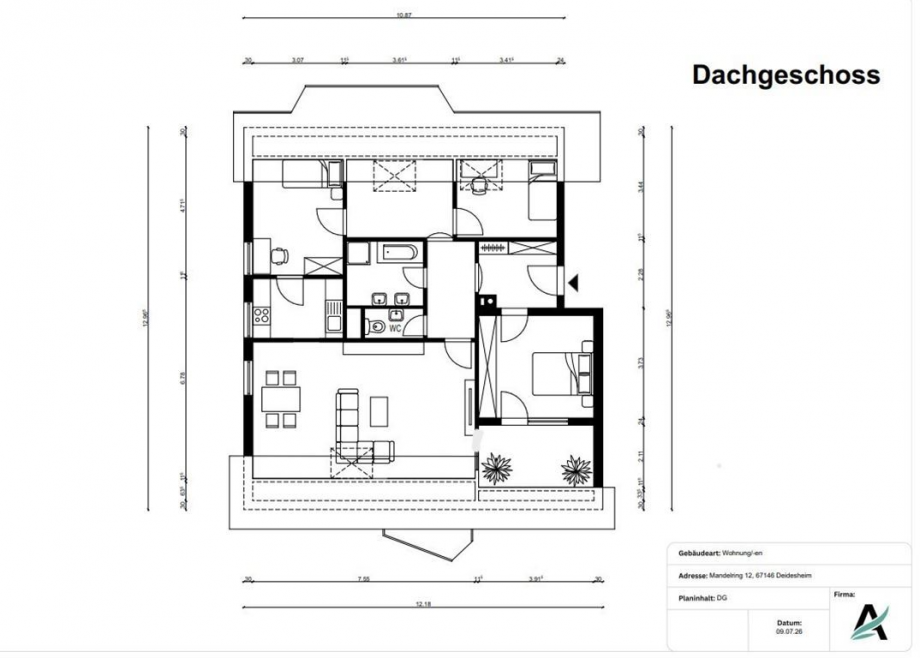 Grundriss Dachgeschosswohnung Deidesheim